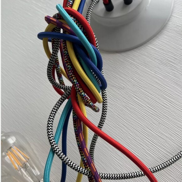 Colored Cords And Edison Bulbs Ceiling Fixture - Picture 3 of 7